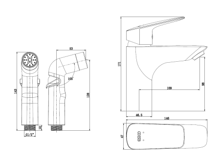 Смеситель Montreal с гигиен. душем, с акс., артикул: MT27H