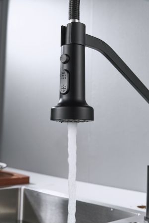 Смеситель для кухни с гибким изливом Shevanik S963H, черный, артикул S963H