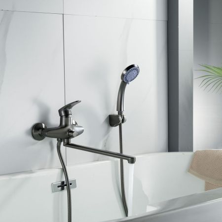 Смеситель для ванны Shevanik S5022T, оружейная сталь