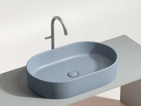 Умывальник чаша накладная овальная (цвет Серо-Голубой Матовый) Элемент (Element) 608x385x122мм, артикул CN6048MHL