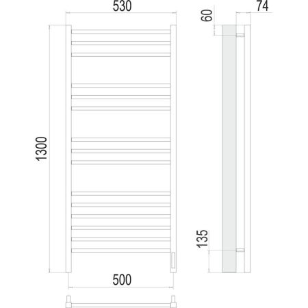 Полотенцесушитель электрический Terminus Сицилия П15 50х130, артикул 4670078526304