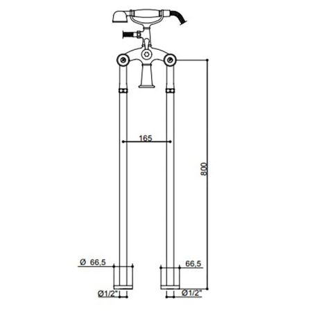 Bongio Cristallo Смеситель напольный для ванны,  с ручной лейкой, цвет золото/cristallo Bianco 00
