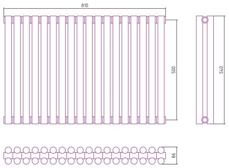 Отопительный радиатор ЭСТЕТ-11 н/ж 500х810 / 18 сек (ЗОЛОТО), артикул 03-0302-5018