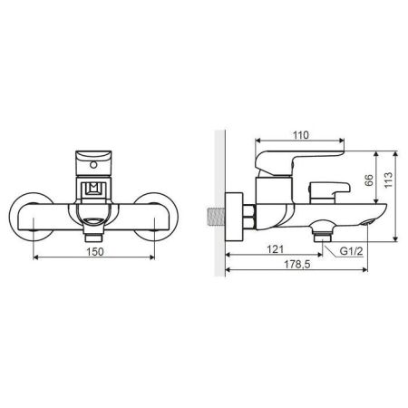 Смеситель для ванны EXCELLENT Clever ARAC.4105CR (хром), артикул ARAC.4105CR