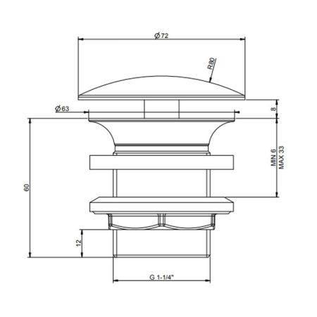 Gessi Донный клапан свободного слива 1 1/4”, без перелива, цвет: Black XL