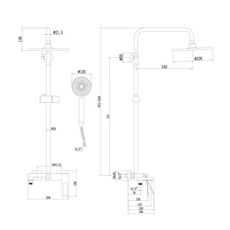 Душевая система Savol S-009045H, черный, артикул S-009045H
