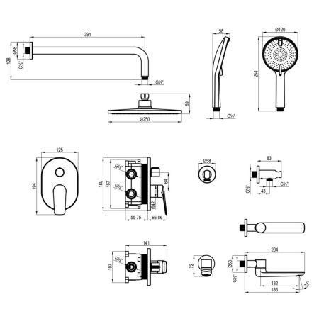 Смеситель Lemark Verba для ванны и душа, встраиваемый (LM11422C), артикул LM11422C