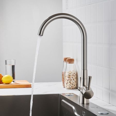 Смеситель для кухни с подключением фильтра Shevanik S428L, сатин, артикул S428L