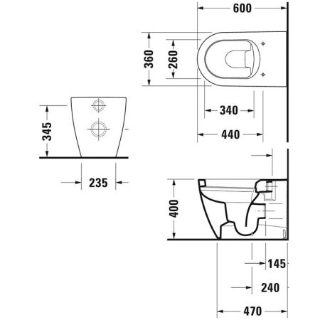 DURAVIT Bento Starck Box  Унитаз напольный с сиденьем, белый глянцевый, артикул D4600100