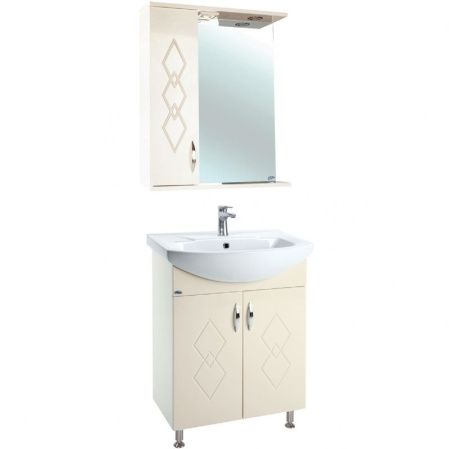 Зеркало со шкафом Bellezza Элеганс 50 L 4618606522077 с подсветкой Бежевое