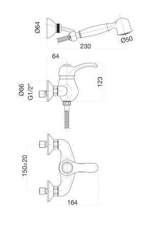 Смеситель для душа Fiore JAFAR 47CO5127, хром/золото