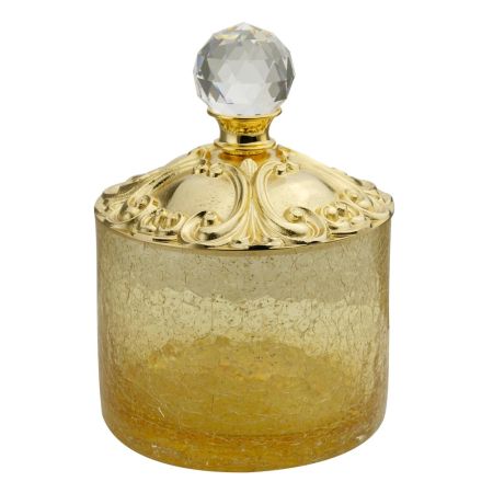 CRISTALIA Баночка высокая H9 см. с крышкой, стекло/золото/SWAROVSKI