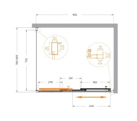 MOLVENO-AHF-31-100/80-C-CR-IV Душевой уголок, артикул MOLVENO-AHF-31-100/80-C-CR-IV