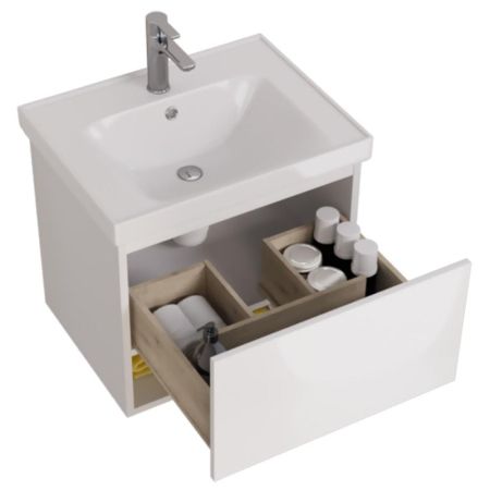 Тумба с раковиной подвесная Dreja Perfecto 60 см, белый, артикул 99-0806-com
