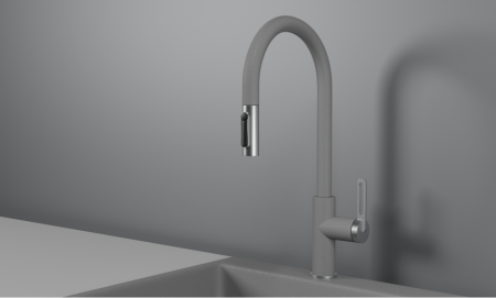 Смеситель для кухни GRANULA с выдвижным изливом и подключением к фильтру (8168, АЛЮМИНИУМ), артикул 8168, АЛЮМИНИУМ