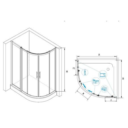 Душевой уголок RGW HO-61(HO-51 + Z-41) (1000x1300, Прозрачное)