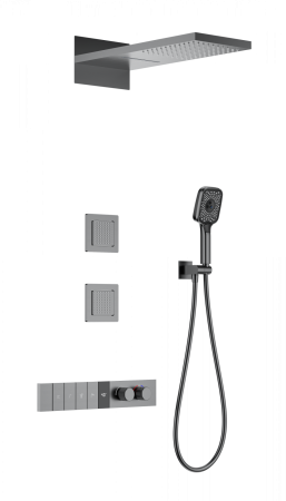 Душевая система с термостатом встраиваемая WONZON & WOGHAND, Темный графит (WW-D4538-A-BGG), артикул WW-D4538-A-BGG