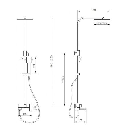 Душевая стойка ABBER Daheim AF8216B с изливом, черная матовая, артикул AF8216B