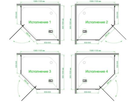 Душевой уголок Royal Bath RB 1110TR-T-BL  100х110х200 (прозрачное), артикул RB1110TR-T-BL