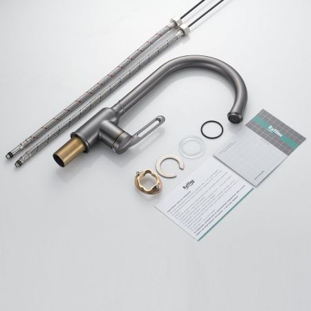 Смеситель для кухни Raffine F103T, оружейная сталь