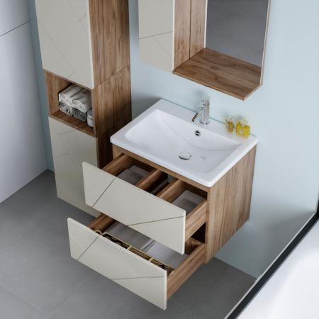 Тумба под раковину подвесная Бриклаер КРИСТАЛЛ латте, 60 см, артикул 4627125416927