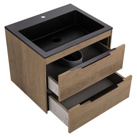 База под раковину Chiara 2D 600 подвесная, 2 выкатных ящика soft-close, N.Oak, артикул VMC-2C2600NO