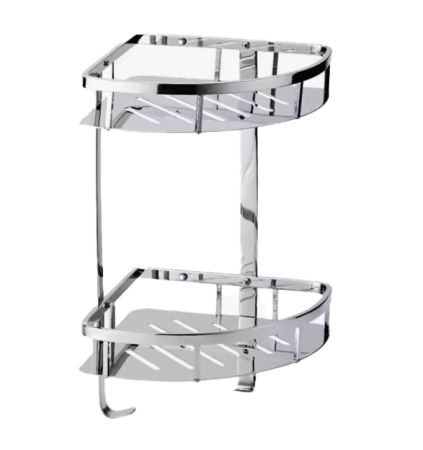 Полка для ванной 2-х ярусная угловая WONZON & WOGHAND, Хром (WW-4142), артикул WW-4142