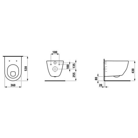 LAUFEN Pro Унитаз подвесной с полочкой 530x360x350 (430) мм, цвет белый, артикул 8.2095.9.000.000.1