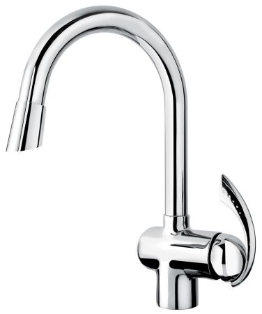 Emmevi Ramses, кухонный смеситель с поворотным изливом и вытяжным носиком, цвет хром, артикул 72066CR