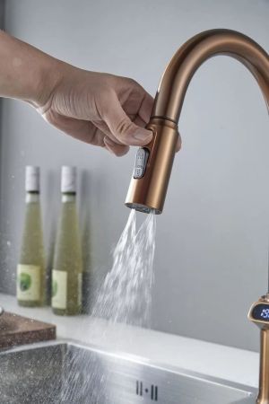 Смеситель для кухни с индикатором температуры Knotlor KN-100/RB, бронза, артикул KN-100/RB