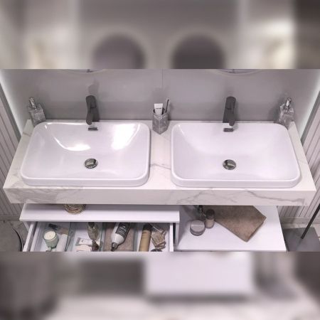 Столешница Velvex Unit 140, белый мрамор, артикул st.UNI.140-630