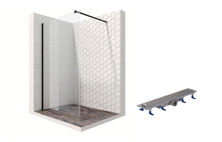 Душевая перегородка Ambassador Walk-in 15031110-ST7, свободный вход, линейный трап, 100см