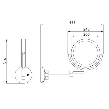 Зеркало косметическое JAVA S-M222H, черный, артикул S-M222H