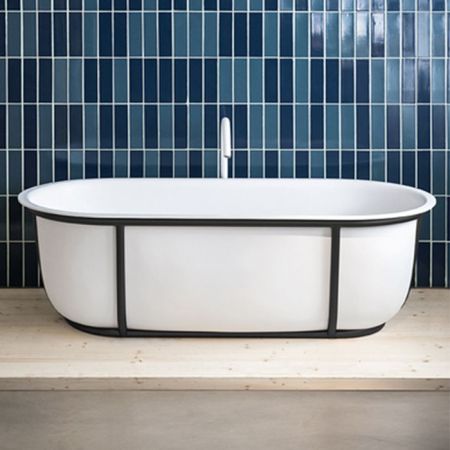 Agape Cuna Ванна отдельностоящая 165x78.5x52 см, с черной металлической структурой, цвет: белый, артикул AVAS1079ZE