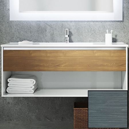 Тумба с раковиной SanVit Контур 100 kkont100 с фактурой под дерево подвесная Шелк Сталь, артикул kkont100