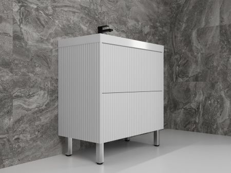 Тумба напольная "Стокгольм 80", Classic 80, (2 ящ.) белый рифленый софт, PUSH, артикул ЛС-00002335