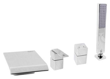 ЛОИРА - Смеситель для ванны на 4- отверстия.Переключатель керамический MD0449.5, душевой шланг с пру