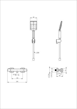 Смеситель для душа с термостатом WONZON & WOGHAND STAY 3, Черный матовый (WW-B2062-A-MB), артикул WW-B2062-A-MB