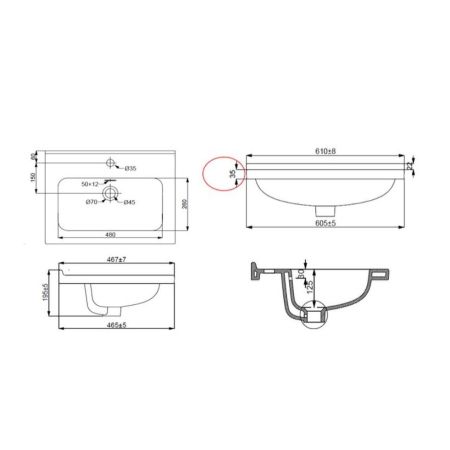 Раковина SMARTFLOW SMFL8167, 60 см. белый, артикул SMFL8167