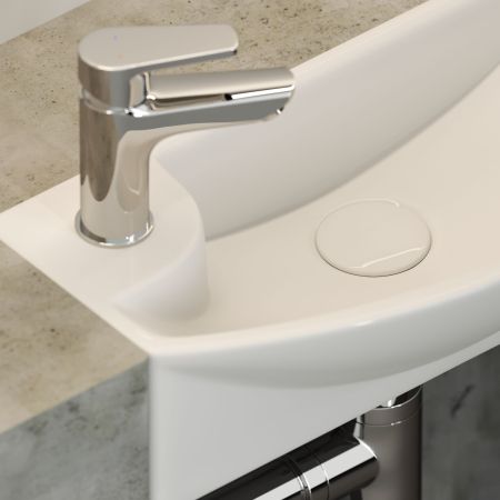 Умывальник подвесной прямоугольный с крепежом (чаша справа, отверстие под смеситель слева) Element 455*220*130мм CN6038R, артикул CN6038R