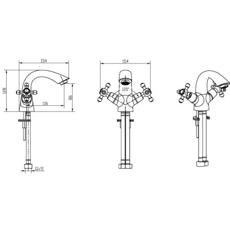 Смеситель для умывальника, Camelia бронза_Комплект, артикул 311-Camelia