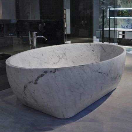 ANTONIO LUPI SOLIDEA Ванна отдельностоящая 1900х1300х550 мм., с нажимным донным клапаном, Marmo Carrara, артикул SOLIDEA190 marmo carrara