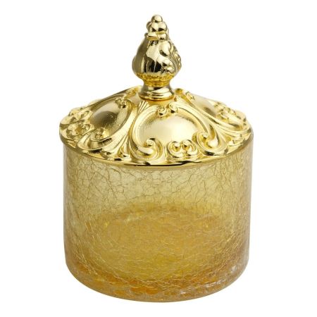 ELISABETTA Баночка высокая H9 см. с крышкой, стекло/золото, артикул 17056