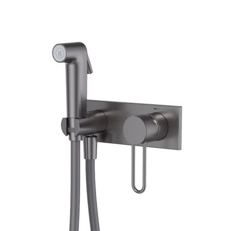 Встраиваемый смеситель с гигиеническим душем IDDIS Duna с защитным клапаном, графит матовый (DUNGMV0i08), артикул DUNGMV0i08