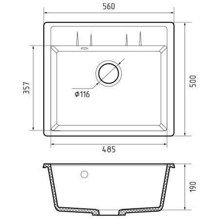 Кухонная мойка GranFest QUADRO 561, кашемир, артикул Q-561 кашемир