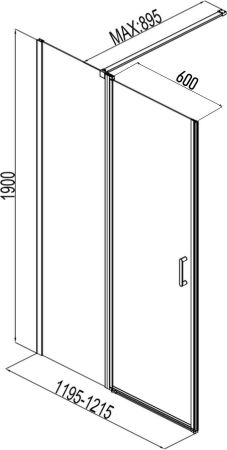 Душевая дверь Aquanet Cinetic AE12-N-120H190U-CT 1200, прозрачное стекло, артикул AE12-N-120H190U-CT