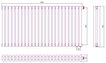 Отопительный радиатор ЭСТЕТ-11 н/ж EU50 500х1080 / 24 сек (БЕЛЫЙ), артикул 12-0312-5024