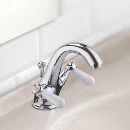 Bongio Oxford Lux Смеситель для раковины, цвет хром/белый фарфор, артикул 19521CR0L