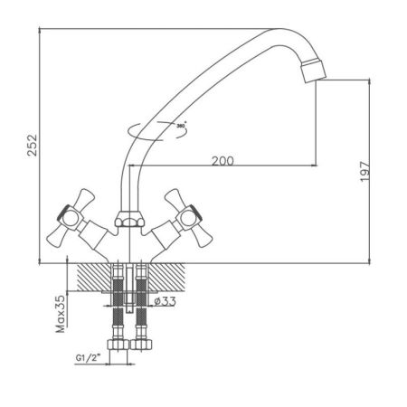 Смеситель для кухни Cron CN4242, хром