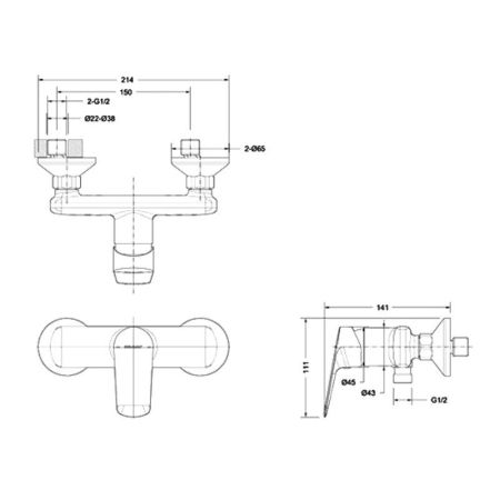 Смеситель для душа Bravat Rhein F9429564BW-01-ENG Черный матовый